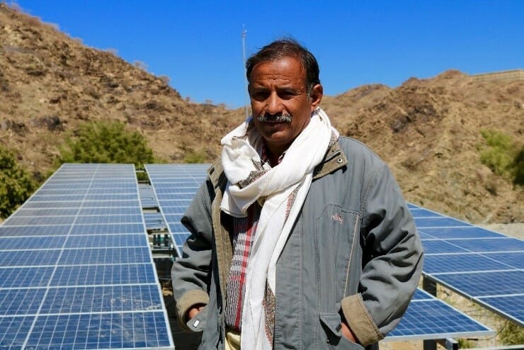 man with solar panel