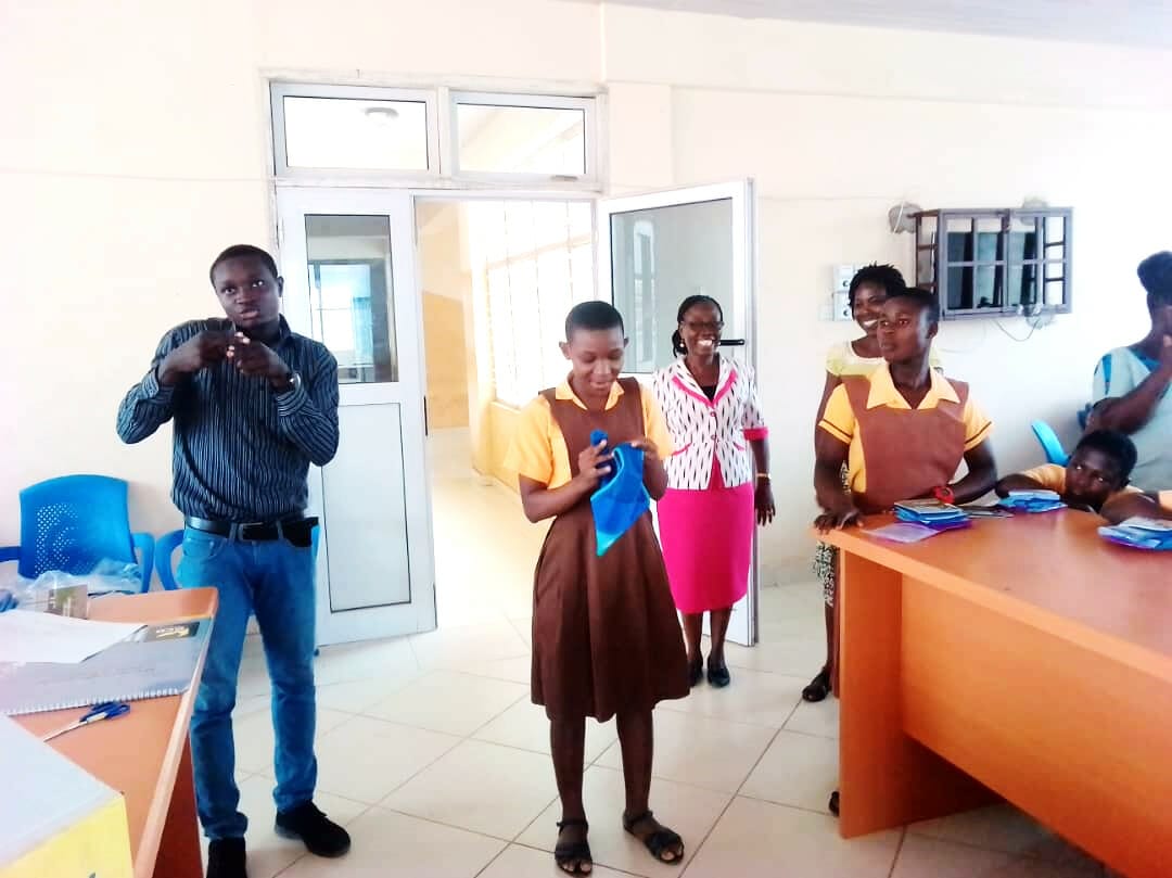 A visually impaired girl demonstrating the use of Be Girl PeriodPanties with sign language interpretaion