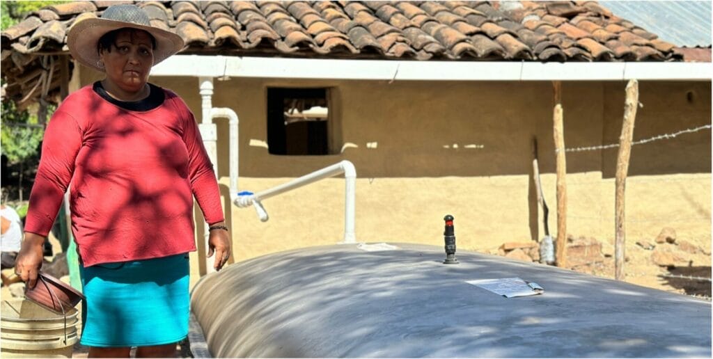 María now stores water in her water harvester for irrigation of her crops.